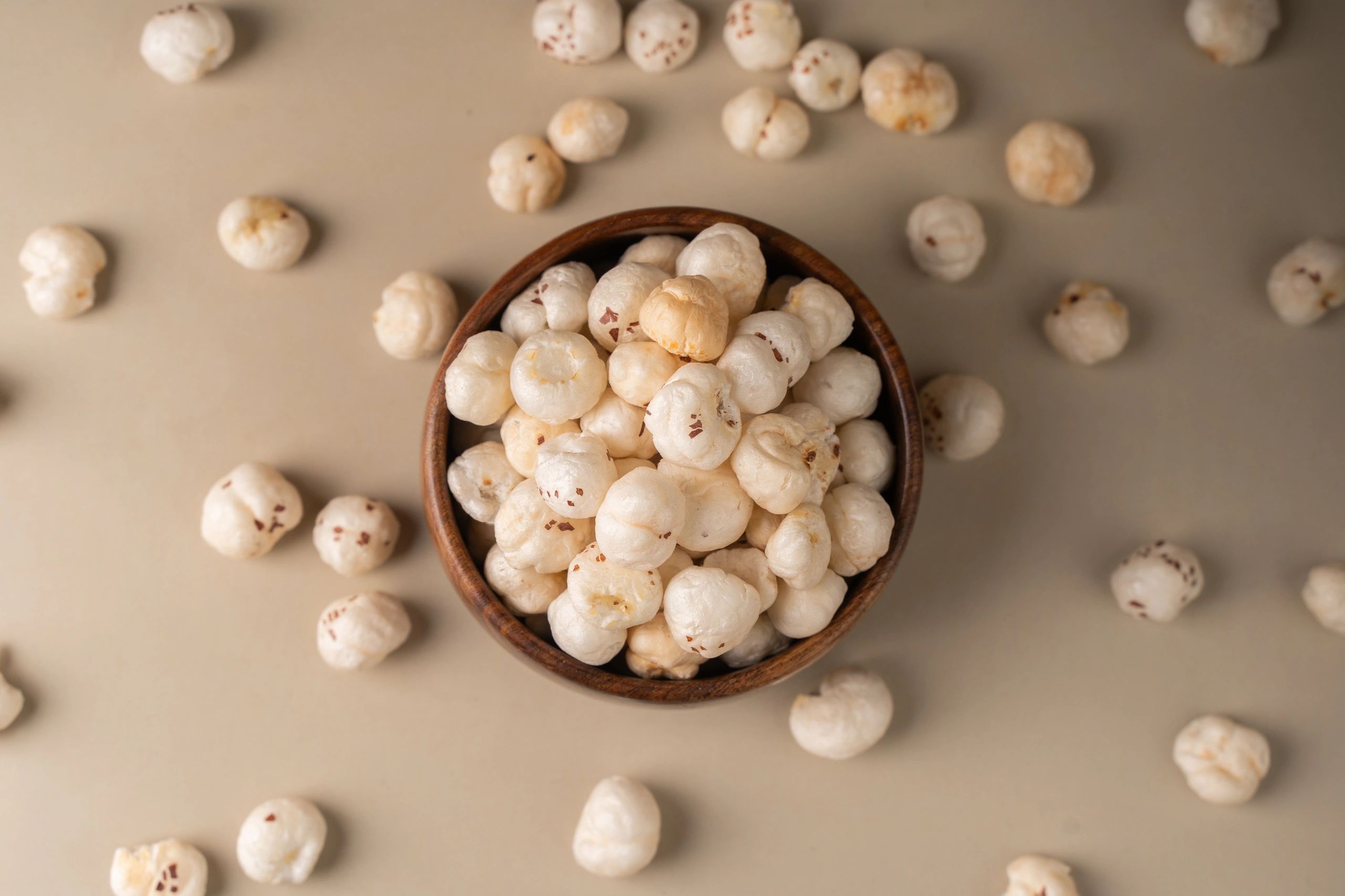 Bowl of puffed makhana seeds